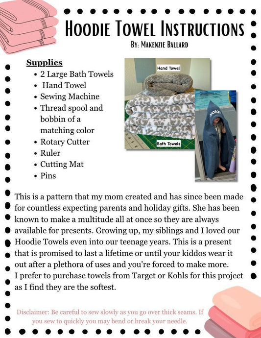 Hoodie Towel Sewing Pattern image 1