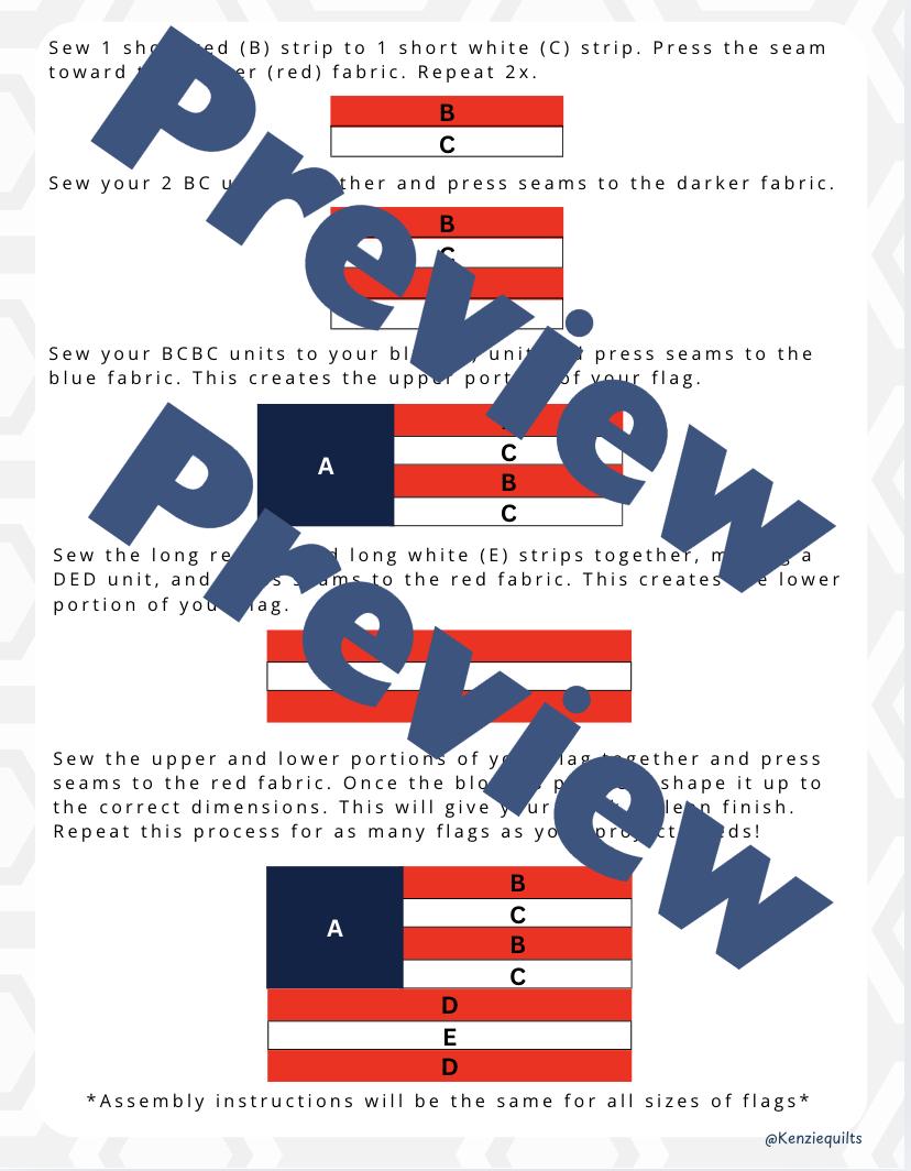 American Flag Single Block Sewing Pattern image 3