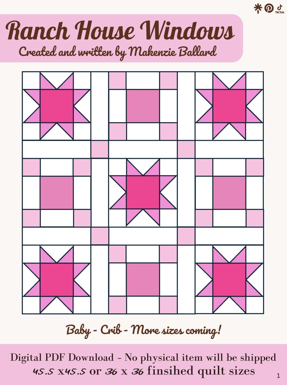 Ranchhouse Windows Quilt Pattern: Beginner Friendly (PDF Pattern) image 1