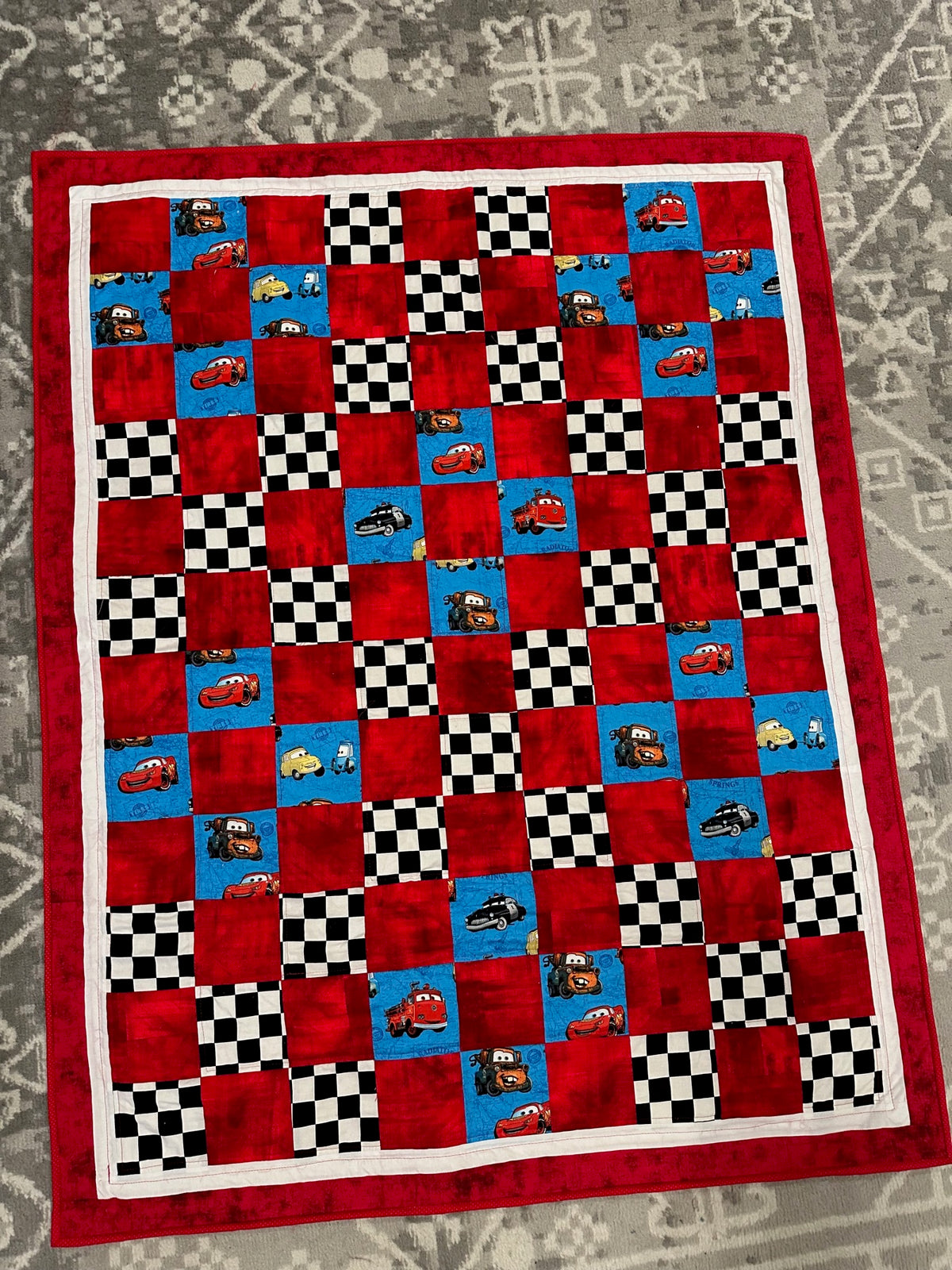 Red and black racing quilt