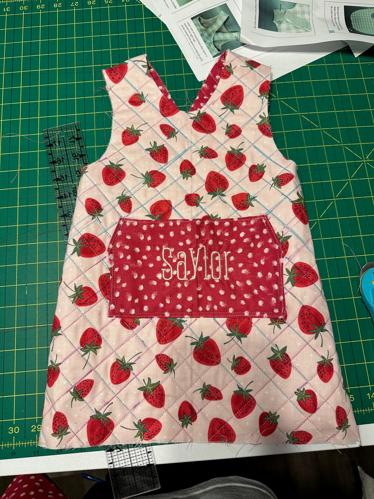 Reversible strawberry print dress