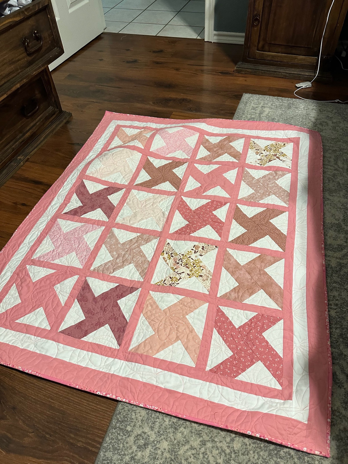 Pink geometric quilt