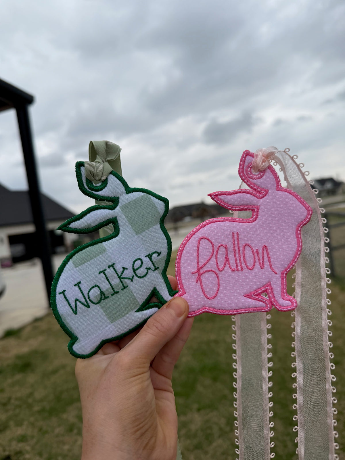 Pair of personalized bunny tags