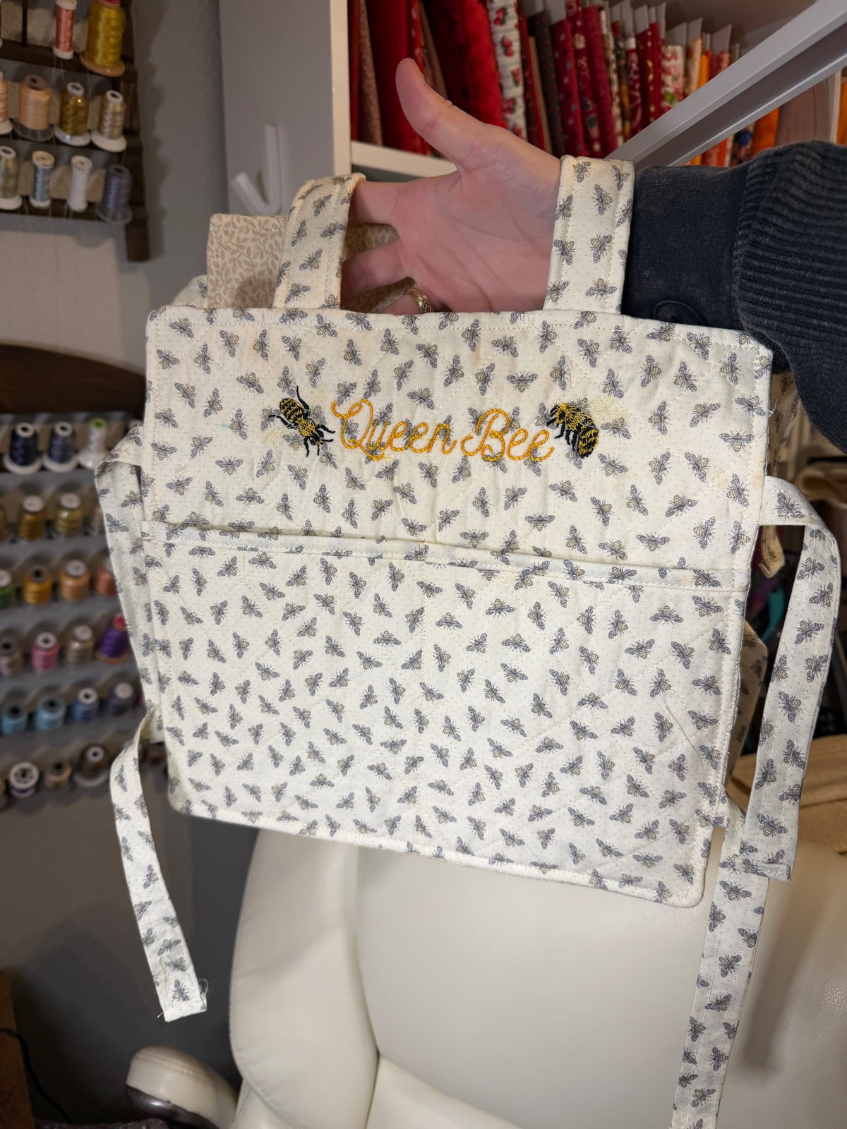 Monogrammed fabric backpack