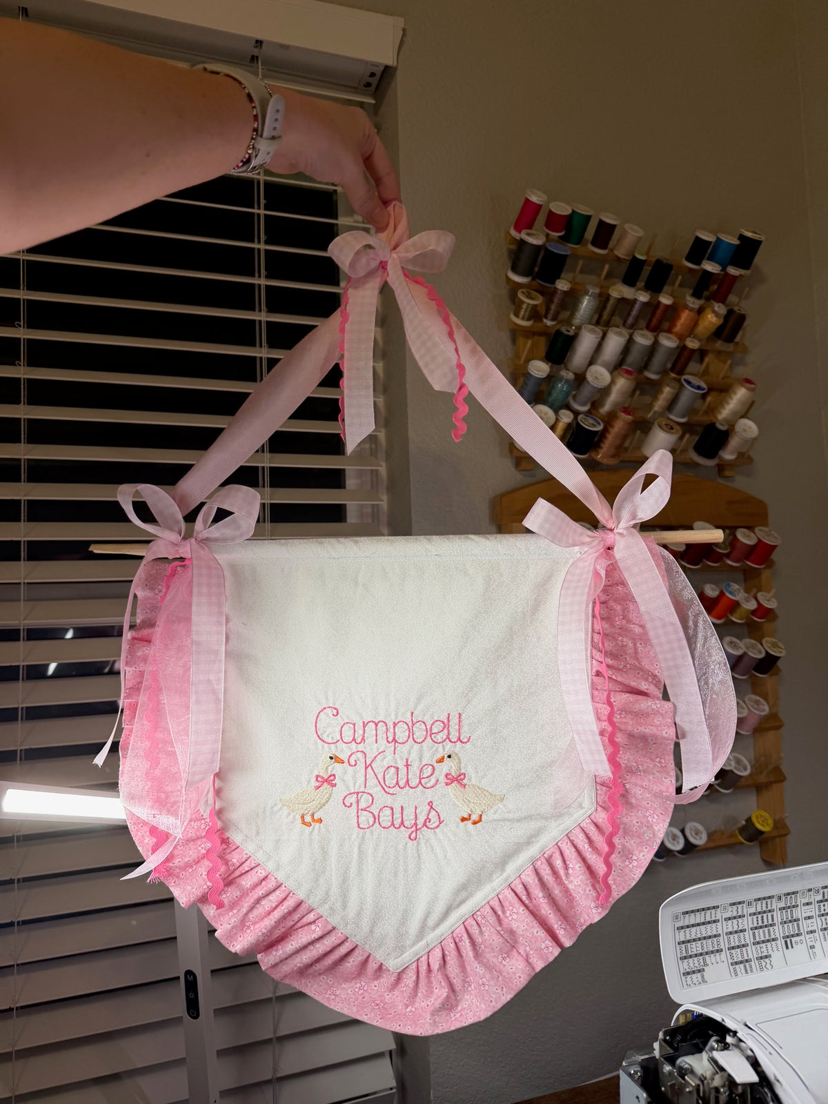 Pink ruffle personalized tote