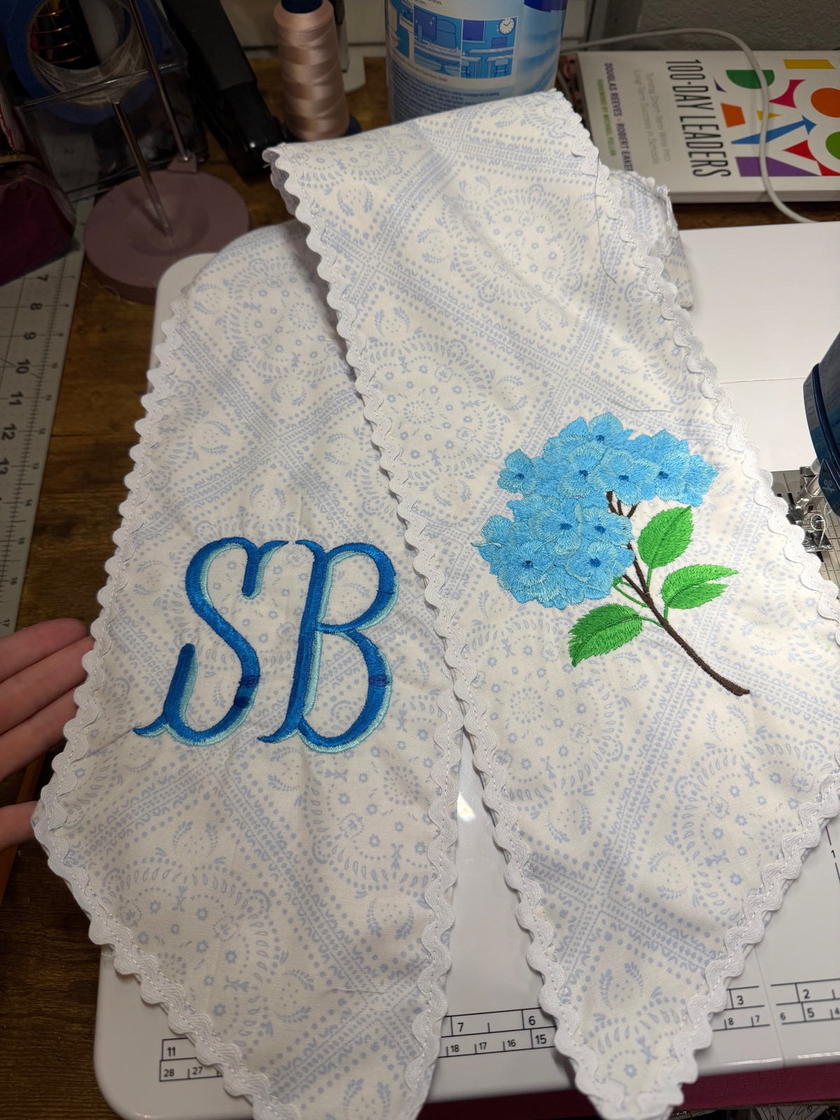 Blue floral monogrammed towels