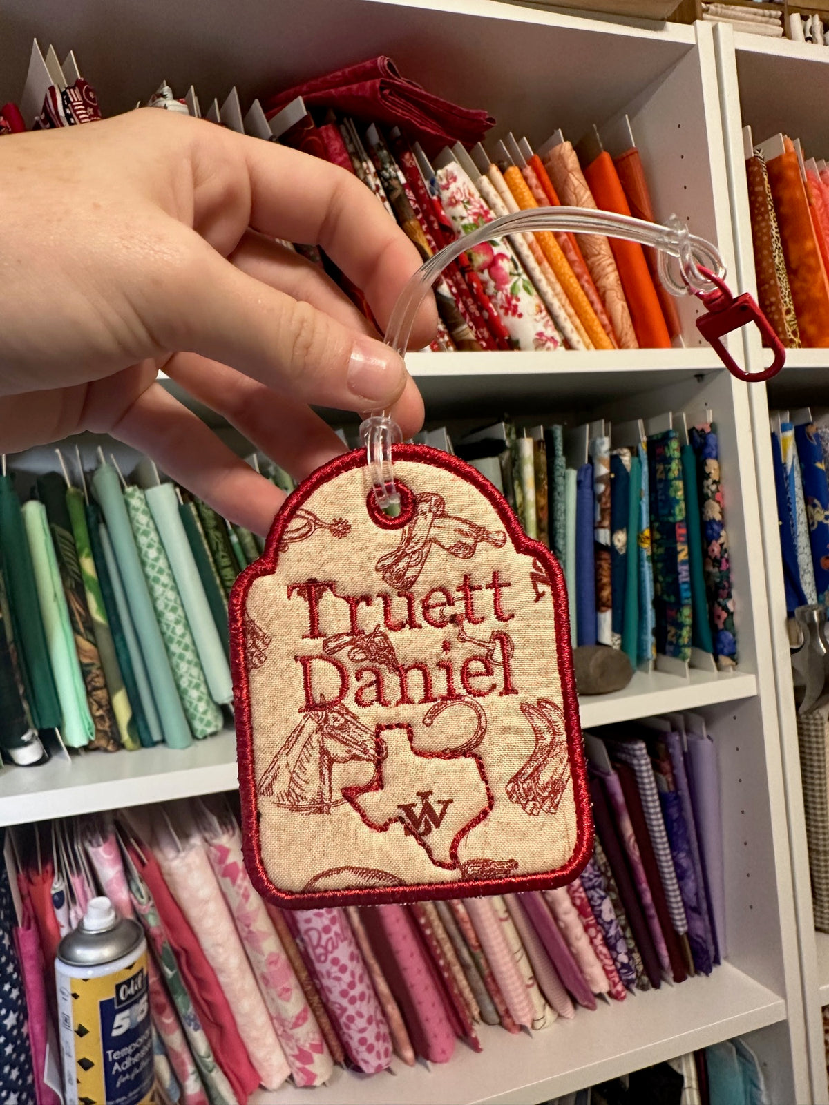Personalized Texas embroidered tag